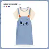 Pijama Feminino Verão Manga Curta Fino Desenho Animado Pequeno Fresco Fofo Estilo Ins Solto Camisola Doce Estudante Roupas de Casa