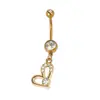 Piercing de ombligo de acero inoxidable 316L europeo y americano transfronterizo con circón dorado, colgante con gota de aceite