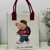 Bolsa Tote Tendência de Feltro com Transfer de Calor Novo Estilo Bolsa para Estudo de Desenho Animado Bolsa para Lancheira Bolsa Tote Cem Dias Bolsa de Compras Estampada