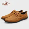 Sapatos Masculinos Gongyang Camada Superior Couro Bovino Vazado Respirável Solado Macio Casuais de Couro Leves Masculinos Tênis Esportivos de Couro Genuíno Masculino
