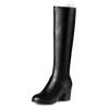 Botas Largas para Mujer Hasta la Rodilla Otoño e Invierno Nuevas Botas Largas de Cuero Combinables Tacón Grueso Tacón Alto Botas Martin Botas de Caballero de Tacón Alto