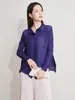 Nova Camisa Plissada para Mulheres, Solta, Justa, Versátil, de Alta Qualidade, Estilo Preguiçoso, Blusa de Manga Longa, Cardigã, Roupa Leve para Proteção Solar