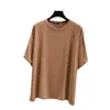 Nueva camiseta de verano de color liso, talla grande, de modal, cuello redondo, manga corta para mujer, camiseta básica fina de corte holgado