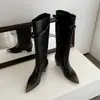 Botas de moda estilo britânico de cano alto de 4,5 cm, novo modelo outono e inverno 2026, bico fino, salto grosso, over-the-knee, botas de cavaleiro sexy