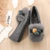 T29 Huidong Yixinda 2025 Otoño/Invierno Zapatos de Felpa con Piel de Conejo, Puntera Redonda y Suela Gruesa Mocasines Zapatos Cálidos de Suela Gruesa para Mujer