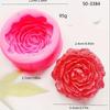 Molde de Silicona de Flor de Peonía 3D Grande, Mediano y Pequeño para Velas Aromáticas Caseras, Piedras Difusoras para Coche, Adorno de Resina de Rosa