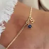 Tobillera Nueva Transfronteriza de Amazon con 26 Letras Iniciales Ojo de Diablo Redondo Sencillo Colgante Accesorios de Moda para el Pie Personalizados para Mujeres