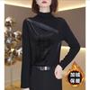2024 forrado com fleece gola alta moda outono e inverno estilo estrangeiro novo justo manga longa design emagrecedor temperamento base moda top