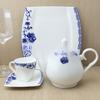 Vajilla de hotel, restaurante, caja de cerámica, vajilla de encimera, vajilla de porcelana azul y blanca, juego de platos, cuencos y cucharas.