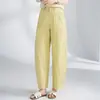 Pantalones Cropped de Pierna Ancha de Cintura Alta Estilo Minimalista para Mujer, Verano Ajuste Holgado, Adelgazantes, Forma de Pera, Pantalones Casuales de Algodón, Delgados