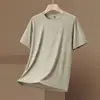 Camiseta de Seda de Hielo Transpirable de Color Sólido con Cuello Redondo y Manga Corta para Hombre 2026 Nueva de Verano Secado Rápido Capa Base Delgado