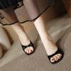 Sandalias de Tacón Fino para Mujer, Nuevo Estilo de Verano, Estilo Francés, Lazo, Punta Cuadrada, Tacones Altos, Elegantes, con Faldas, Sandalias Caladas para Usar por Fuera