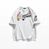 Camiseta de Manga Corta Moderna Estilo Americano con Estampado Divertido de Dibujos Animados 2026 Verano Estilo Pareja Cuello Redondo Algodón Puro Holgada