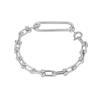 Europa y Estados Unidos personalidad simple pulsera de acero inoxidable con cuentas de hueso de serpiente plano con forma ins estilo frío metal hebilla en forma de U pulsera
