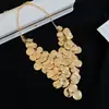 Collar Metálico Redondo con Borla Transfronterizo Europeo y Americano, Cadena para Clavícula Minimalista Simple y de Moda, Joyería de Nicho de Alta Gama para Mujeres