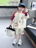 0725 Conjunto de Verão Curto para Meninos 2026 Novo Estilo Lindo Menino Estilo Coreano Conjunto de Duas Peças Roupas de Verão para Crianças