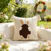 Funda de Cojín Bordada de Toalla de Conejito de Pascua Nueva Seleccionada Cuidadosamente de Cruce de Fronteras Funda de Almohada Bordada de Algodón y Lino para Jardín de Primavera al Aire Libre