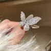 Anillo de Flor Vintage Estilo Corte Incrustado de Diamantes, Anillo de Dedo Índice de Gama Alta de Nicho, Venta al por Mayor de Joyería Vintage de Segunda Mano para Mujeres