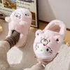 Otoño Invierno Sanrio Nuevas Zapatillas de Felpa de Algodón Simples Para Interiores del Hogar Cálidas Antideslizantes Suela Gruesa Cómodas Zapatillas de Algodón para Mujer