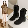Botas Vaqueras Nuevas de Piel Suave con Tacón Apilado Aumentadoras de Altura Interior Dr. de Mezclilla. Botines Estilo Martens Retro Otoño Tacón Grueso Mujer Hermosos