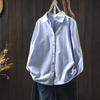 Camisa de Manga Larga de Algodón Puro para Mujer 2025 Nueva Amarilla Principios de Otoño Holgada Casual Aspecto Adelgazante Camisa para Capas Interiores