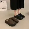 Nuevas Pantuflas Punta Cerrada Medias Pantuflas Mujer Otoño Populares Para Exteriores Más Terciopelo Birkenstock Persona Baja Moda Suela Gruesa 2026 Versátil
