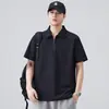 Camisa tipo polo de hombre Xintang con cremallera, manga corta para hombre, estilo retro japonés nuevo de verano 2026 con mangas tres cuartos