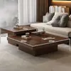 Mesa de Centro de Madera Maciza, Cuadrada, Minimalista, para Uso en el Hogar en la Sala de Estar, Sencilla, para Apartamentos Pequeños, de Estilo Antiguo, Mesa de Centro de Diseño Moderno Estilo Wabi-Sabi