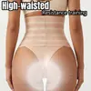 Tanga de rede vazada de cintura alta sem costura modeladora fashion para levantar o bumbum e afinar a barriga calça lingerie plus size feminina