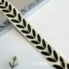 Fita Jacquard Estilo Étnico 2,5cm Padrão Folha Fresca Acessórios de Vestuário Bolsas Cortinas Renda para Bordado DIY Feita à Mão