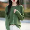 Otoño Invierno 2026 Nuevo Suéter de Punto para Mujer Cuello Redondo Hebilla de Pedrería Suéter Tipo Cárdigan Falso Capa Base para Mujer