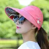 Estilo Nuevo de Verano para Mujer, Sombrero de Sol con Protección Solar, Ala Ancha y Parte Superior Abierta, Elegante Decoración de Flores, Sombrero Fresco Transpirable para Exteriores