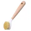 Cepillo Limpiador de Ollas con Mango de Madera, Cepillo Limpiador de Tazones Multifuncional de Mango Largo con Mango, Cepillo de Madera Limpiador de Ollas Antiadherentes para el Hogar, Venta al por Mayor por Fabricante