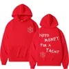 Necesito Dinero para Yate Estampado Gráfico Sudadera con Capucha Hombres Mujeres Moda