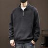 Sudadera de alta gama con media cremallera para hombre, nueva temporada de primavera y otoño, marca de moda, informal, holgada, jersey con cuello alto, color liso, camiseta interior