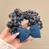 Laços de cabelo infantis xadrez azul estilo coreano com laço, perfeitos para meninas, com um visual inspirado no campus, acessórios de cabelo versáteis para prender o cabelo