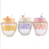 Vaso de Paja Lindo, Vaso de Vidrio de Dibujos Animados de Celebridad de Internet de Aspecto Sofisticado, Vaso con Cadena de Perlas, Vaso de Vidrio con Letras para Agua, Vaso para Bebidas Frías