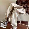Calças esportivas americanas masculinas outono nova marca de moda correspondência de cores tornozelo-comprimento tornozelo-amarrado sweatpants estilo Hong Kong solto larga-perna calças casuais