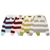 Ropa de punto de manga larga a rayas con cuello polo, estilo europeo y americano, novedad de otoño para comercio exterior para mujer, elegante