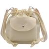 Bolso de Cubo con Cordón de Moda para Mujer 2025 Bolso Pequeño de Lona para Viajero Estilo Coreano Bolso Cruzado Nuevo Color Sólido Mediano