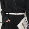 Estilo Nuevo Vintage Botón a Presión Cinturón Fino para Mujer Moda Botón Distintivo Simple Versátil Decoración para Vestido de Jeans