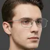 Armazón de gafas de montura completa de titanio puro de alta calidad para hombre de negocios sándalo rojo cara grande miopía se puede equiparar con armazón de gafas