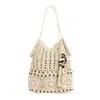 Nova bolsa feminina de crochê em fio de algodão, estilo casual, de ombro único, com design vazado, grande capacidade, perfeita para férias e a praia, uma bolsa versátil