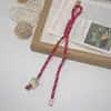 Llavero de Cuerda Tejida con Cuentas de Bloques de Color de Moda Nuevo Cordón Colgante Versátil para Bolso Mochila de Estudiante Adorno