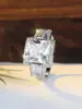 Elegante Anillo Princesa Europeo y Americano Completamente Incrustado de Diamantes, Anillo de Diamante de Cuatro Garras Lujoso y Versátil con Artesanía Intricada