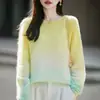 Nueva Colección Otoño/Invierno 2026: Suéter de Lana con Cuello Redondo de Forro Polar Degradado de Corte Relajado para Mujer, Tejido Suave y Grueso