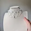 Collar Vintage Pearlclouds de Encaje con Borlas de Alta Gama Estilo Europeo y Americano Cadena Ligera de Lujo Nicho para Clavícula