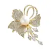Broche de Cristal Pérola Feminino de Alta Qualidade para Blazer de Terno Corsage Alfinete de Roupa Fixo Fivela Anti-luz Joia