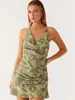 Vestido bodycon europeo y americano de Aliexpress Amazon 2025 Chica popular sexy con escote en V sin espalda y atado