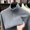Suéter de punto de cuello alto y media cremallera para otoño e invierno, capa base para hombre, suéter grueso, cárdigan de media cremallera para hombre, camiseta térmica, sudadera para hombre